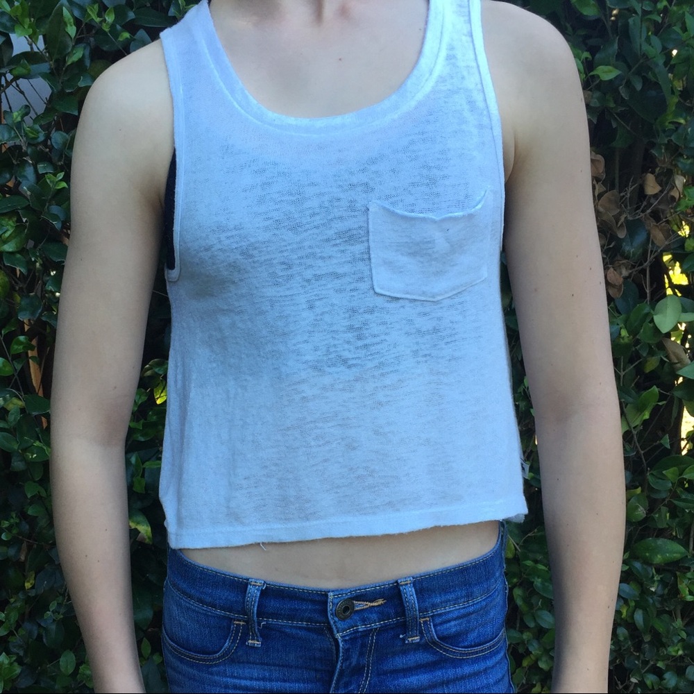 Sheer Knit Tank with Pocket